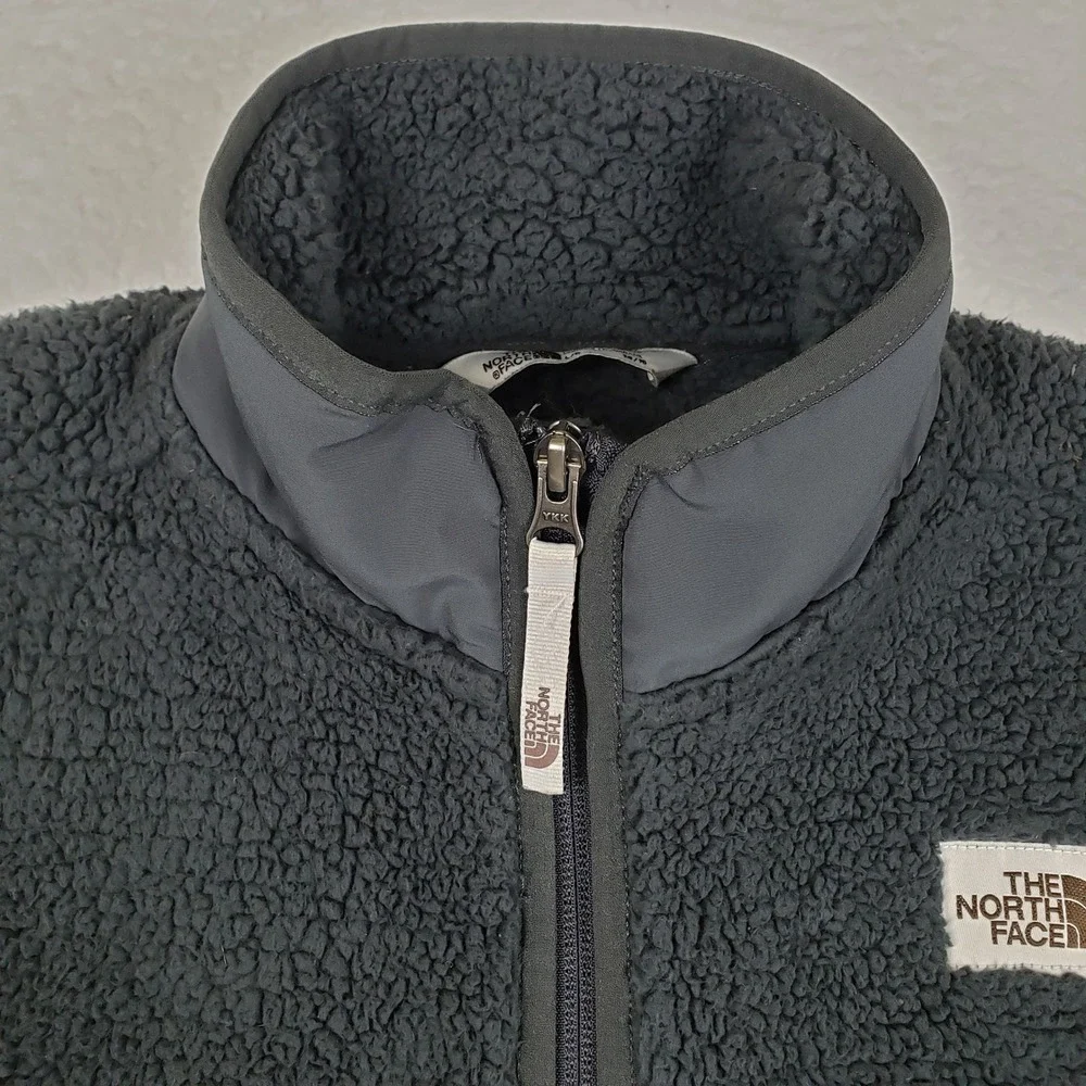The North Face Boys Campshire Full Zip Sherpa Fleece Jacket Grey L 14/16